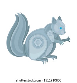 Metal robot in the form of a squirrel. Vector illustration on a white background.