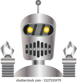 Metal robot on white background