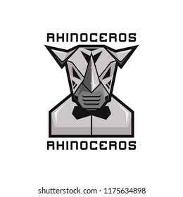 Metal Robot Rhinoceros with butterfly tie logo gamer esport illustration symbol design