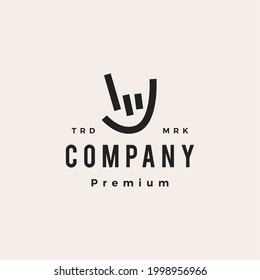 metal rock hand hipster vintage logo vector icon illustration