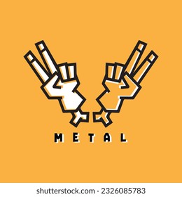 Metal rock skull hand design vector art illustration