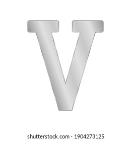 Metal roman numeral five on white background. Vector illustration.