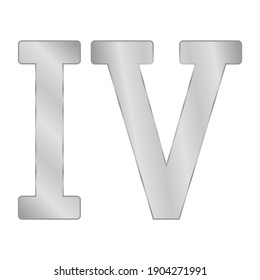 Metal roman numeral four on white background. Vector illustration.