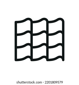 Metal roof isolated icon, metal tile roofing linear vector icon with editable stroke