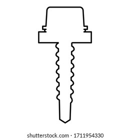 Metal roof screw Mounting profiled corrugated sheeting icon outline black color vector illustration flat style image