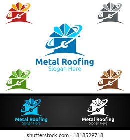 Metal Roofing Logo for Shingles Roof Real Estate or Handyman Architecture