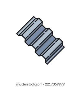 Metal roofing sheet isolated outline icon. Vector zinc trapezoidal roof sheet thin line, stainless steel galvanized corrugated rolled metal