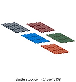 Metal roofing tiles in the assortment of five popular colors.