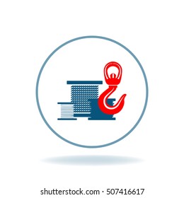 Metal rope and hook.  Coil rope.Vector template for corporate identity, logo, button website.Vector template for corporate identity, logo, button website.