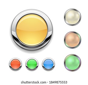 metal round button icon set