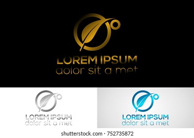 metal round leaf logo design
