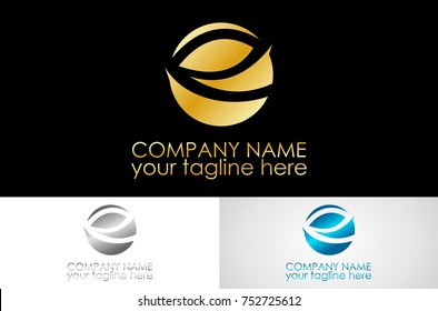 metal round letter E logo
