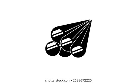 metal round rods symbol, black isolated silhouette