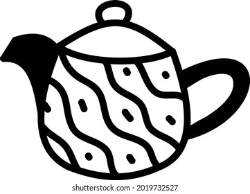 Metal round teapot, illustration, vector on a white background.