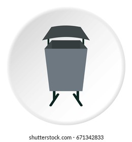 Metal rubbish bin icon in flat circle isolated vector illustration for web