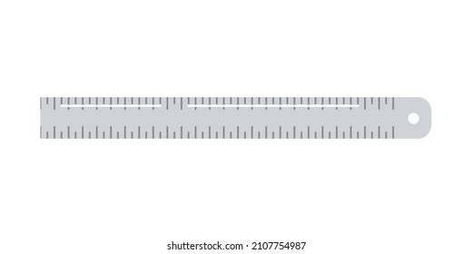 Metal ruler instrument icon isolated on a white background. School measuring ruler in centimeters scale. Vector flat design illustration