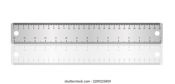 A metal ruler with its own shadow. Vector illustration