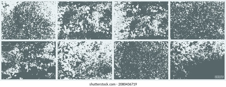 Conjunto de grietas de textura de óxido metálico. Textura de metal rusto. Acero, colección de fondo de hierro y rugoso. Colección de texturas gruesas.