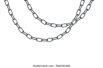 Metal rusty chain realistic composition with isolated images of hanging chains vector illustration