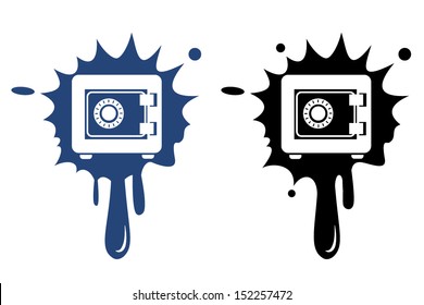 Metal Safe blue and black icon. Security concept. 