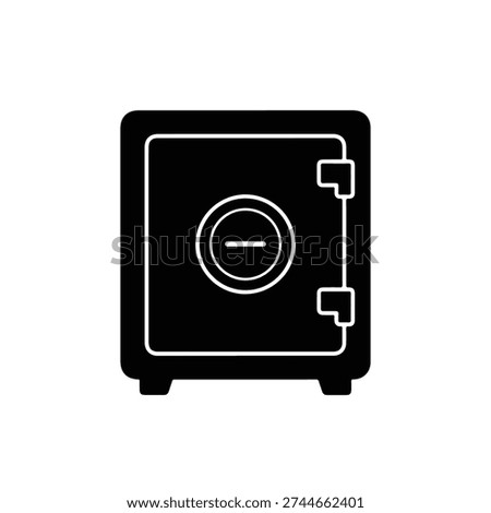 Metal Safe Box Icon, Black Security Vault for Protecting Money Banking and Valuable Assets