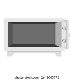 Metal safe with combination lock isolated on white background. Steel bank safe with opened door. Vector