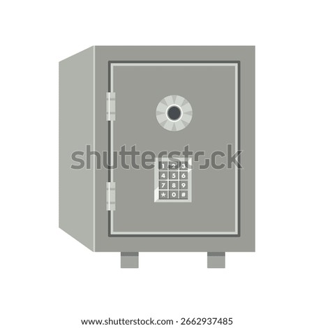 Metal safe deposit box. Secure money storage. Cash box. Saving money in the box.