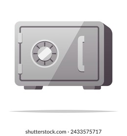 Metal safe deposit box vector isolated illustration