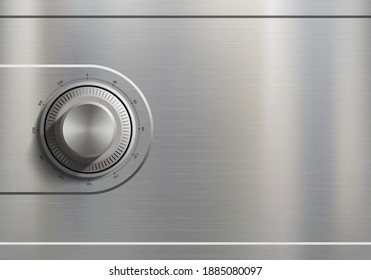 Metal safe door with a combination lock. Vector illustration.