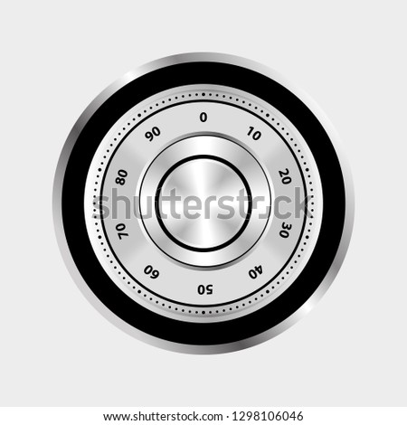 Metal safe icon with combination lock on white background, vector