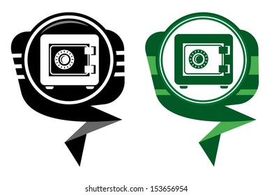 Metal safe Icon. Security concept. Black and green pointer