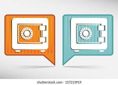 Metal safe Icon. Security concept. Orange and blue pointer 