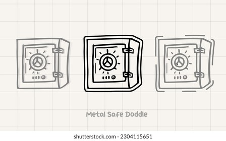 metal safe locker doddle Collection vector illustration in isometric style. Set of armored box with secret code lock isolated. Metal locker for safety storage or confidential