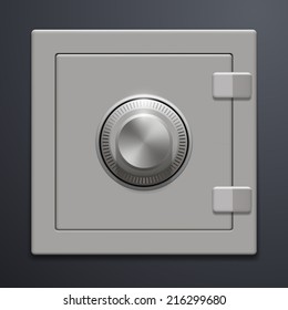 metal safe on a gray background