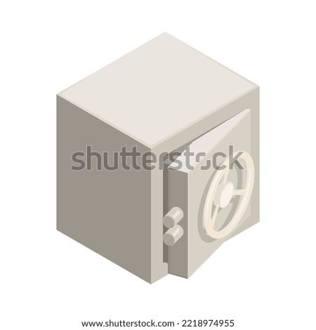 Metal safe with open door isometric icon 3d vector illustration