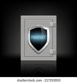 metal safe with a shield 