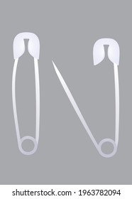 Metal safety pin. vector illustration