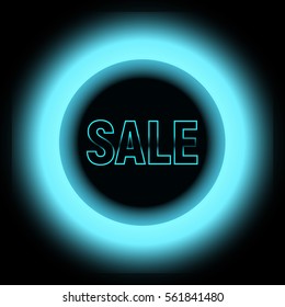 Metal Sale with blue lights with black circle 