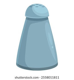 Metal salt shaker adding flavor to food icon cartoon style