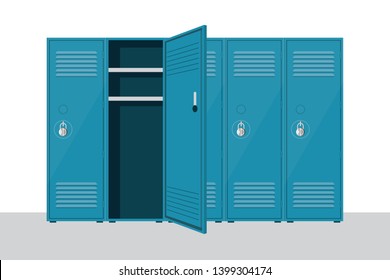 Metal school locker vector illustration isolated on white background