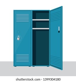 Metal School Locker Vector Illustration Isolated On White Background