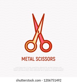Metal scissors thin line icon. Modern vector illustration for logo hairdresser.
