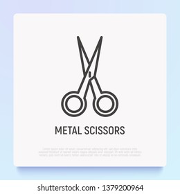 Metal scissors thin line icon. Modern vector illustration for logo hairdresser.