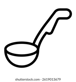 Metal scoop line icon, culinary concept. Vector graphics. Cooking tool for bowling water sign on white background, style mobile or design