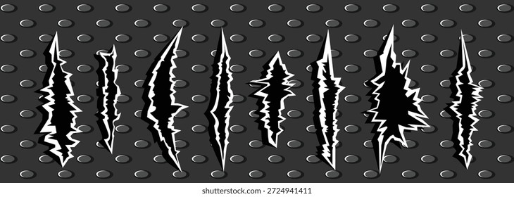 Ilustración vectorial de marcas de arañazos de metal