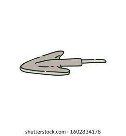 Metal screw arrowhead or spear tip in sketch style, vector illustration isolated on white background. Arrow point or nozzle, archer's ranged weapon, hunting or archery tool