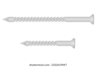 Metal screw. long and short. vector illustration 