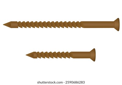 Metal screw. long and short. vector illustration 