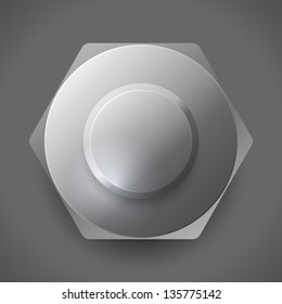 Metal screw nut  vector illustration isolated on grey background.