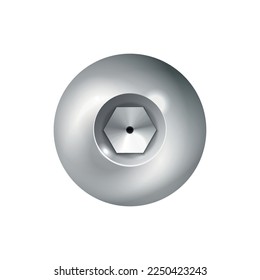 Metal screws bolts nails plates realistic composition with isolated top view image of iron hardware vector illustration